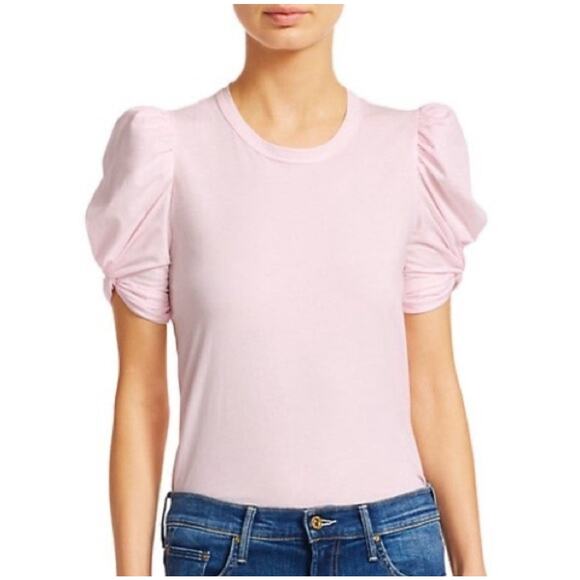 A.L.C. Women's Light Pink Kati Ruched Puff Sleeves Cotton Blouse Top Small - Picture 2 of 7